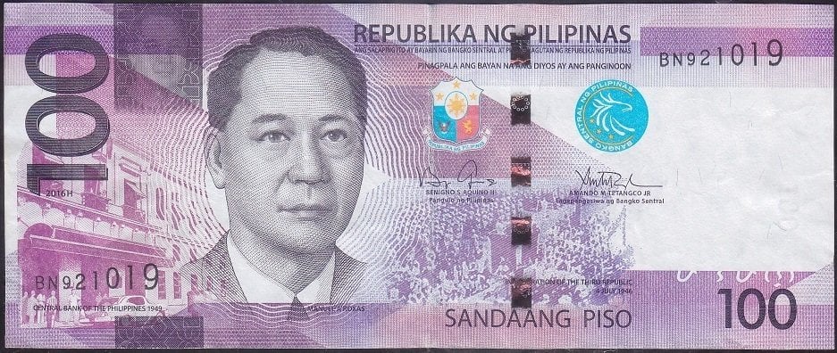 Filipinler 100 Piso 2016H Çok Temiz +