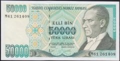 7.Emisyon 2.Tertip 50000 Lira M61 261408 Çilaltı Çil