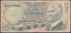 6.EMİSYON 1.TERTİP 10 LİRA B58 107602 TEMİZ