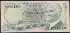 6.Emisyon 1.Tertip 10 Lira B80 151272 Çok Temiz