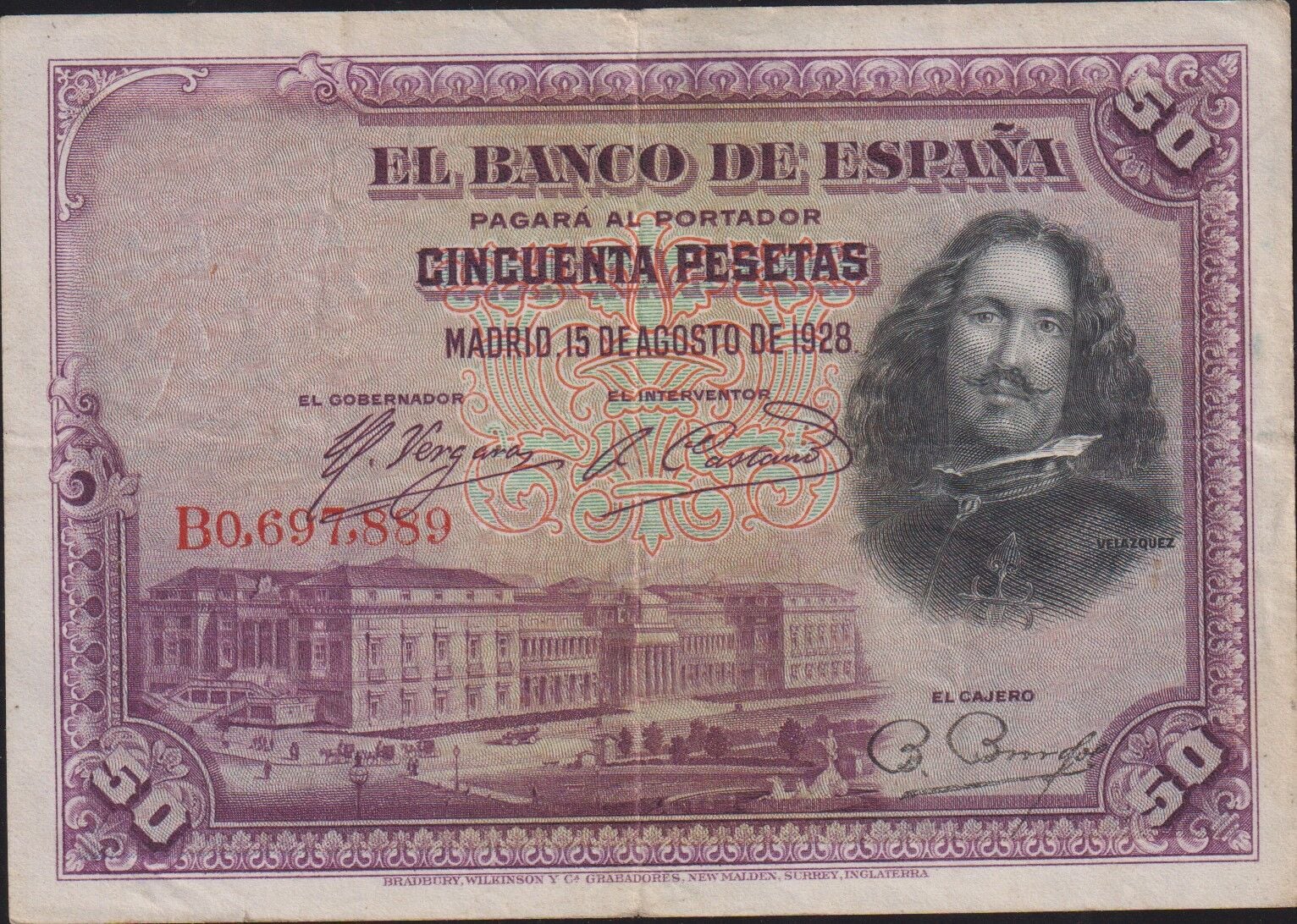 İspanya 50 Pesetas 1928 Çok Temiz+