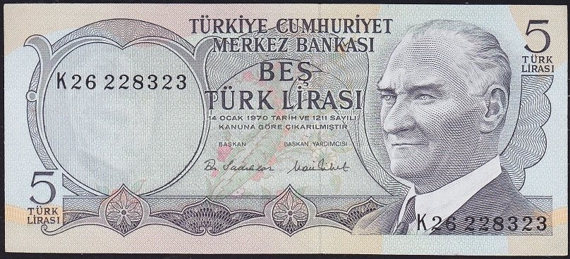 6.Emisyon 2.Tertip 5 Lira K26 228323 Çilaltı Çil