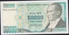 7.Emisyon 2.Tertip 50000 Lira M55 249983 Çilaltı Çil