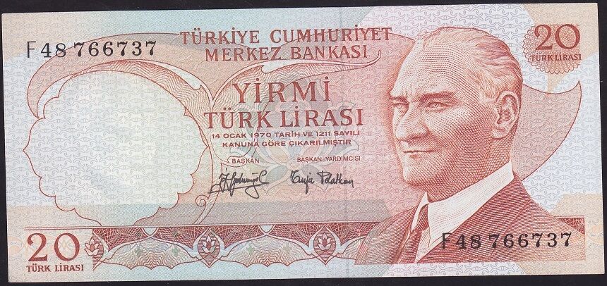 6.Emisyon 3.Tertip 20 Lira F48 766737 Çilaltı Çil