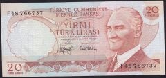 6.Emisyon 3.Tertip 20 Lira F48 766737 Çilaltı Çil