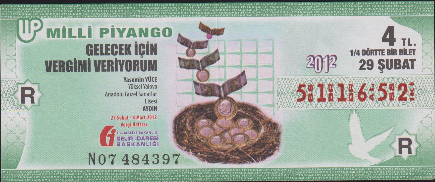2012 29 Şubat Çeyrek Bilet - R Serisi