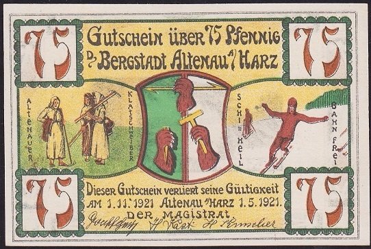 Almanya 75 Pfennig Notgeld 1921 Çil