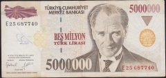 7.Emisyon 5 000 000 Lira E25 687740 Çok Temiz