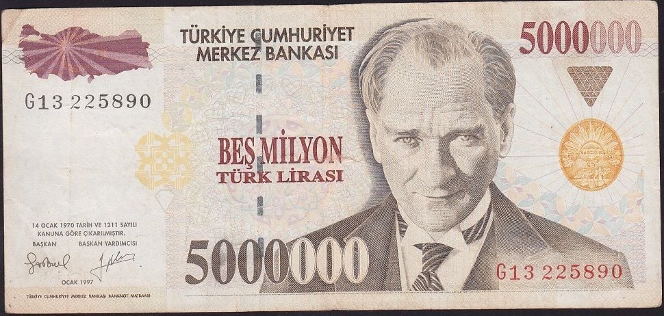 7.Emisyon 5 000 000 Lira G13 225890 Çok Temiz