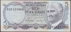 6.Emisyon 2.Tertip 5 Lira K25 173984 Çilaltı