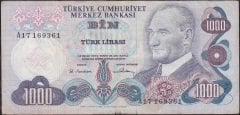 6.Emisyon 1.Tertip 1000 Lira A17 169361 Temiz +