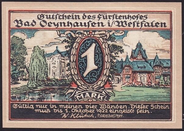 Almanya 1 Mark Notgeld 1922 Çil