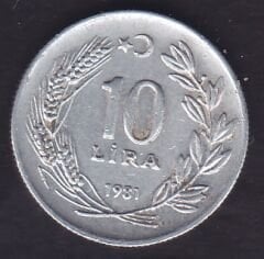 1981 Yılı 10 Lira