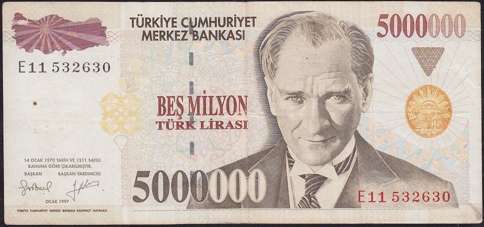 7.Emisyon 5 000 000 Lira E11 532630 Çok Temiz