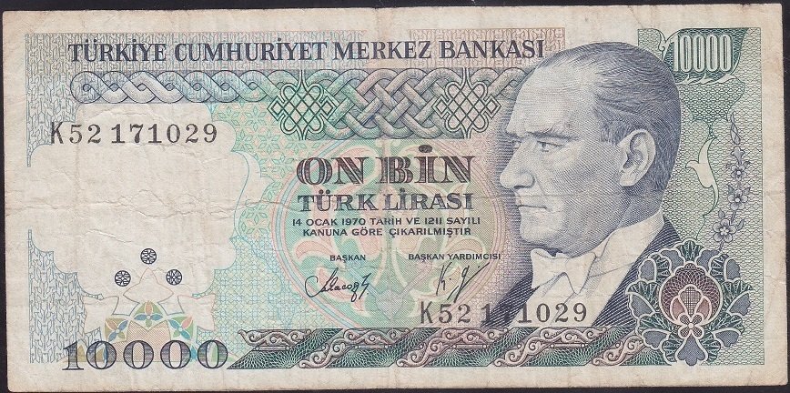 7.Emisyon 4.Tertip 10000 Lira K52 171029 Temiz