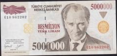 7.Emisyon 5 000 000 Lira G10 862202 Çok Temiz+
