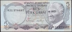 6.Emisyon 2.Tertip 5 Lira K21 378487 Çilaltı