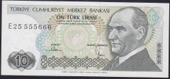 7.EMİSYON 2.TERTİP 10 LİRA E25 555 666 ÇİL GÜZEL NUMARA