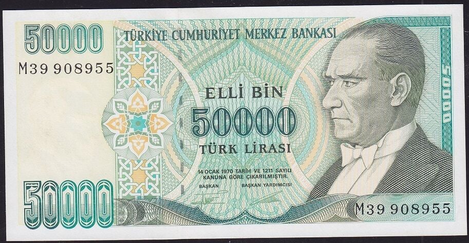 7.Emisyon 2.Tertip 50000 Lira M39 908955 Çilaltı Çil