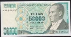 7.Emisyon 2.Tertip 50000 Lira M39 908955 Çilaltı Çil