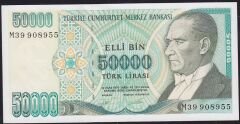 7.Emisyon 2.Tertip 50000 Lira M39 908955 Çilaltı Çil