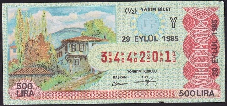 1985 29 Eylül Yarım Bilet - Y Serisi