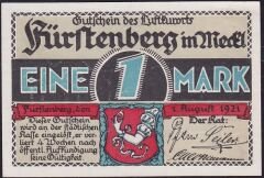 Almanya 1 Mark Notgeld 1921 Çil Filigranlı