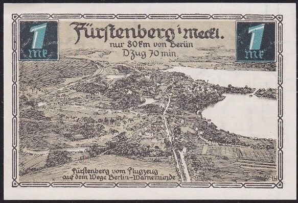 Almanya 1 Mark Notgeld 1921 Çil Filigranlı