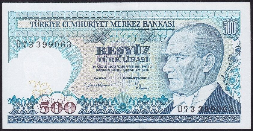 7.Emisyon 2.Tertip 500 Lira D73 399063 Çil