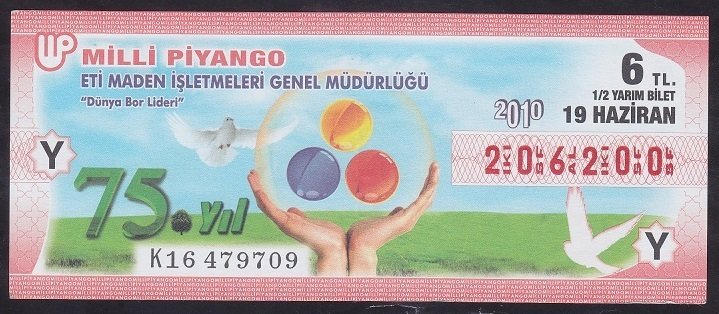 2010 19 HAZİRAN YARIM BİLET - Y SERİSİ