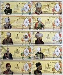 010 Numara Osmanlı Padişahları 10 Farklı Fantazi Para Seti Güzel Numara Çil (Maksimum Baskı 1000 Adettir)