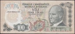 6.Emisyon 3.Tertip 100 Lira J47 946057 Çok Temiz