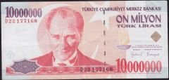 7.Emisyon 10 000 000 Lira D22 177168 Çok Temiz+