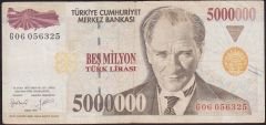 7.Emisyon 5 000 000 Lira G06 056325 Çok Temiz
