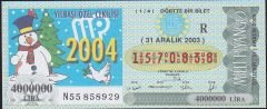 2003 31 Aralık Çeyrek Bilet - R Serisi