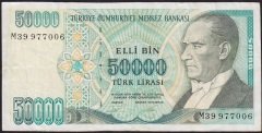 7.Emisyon 2.Tertip 50000 Lira M39 977006 Çok Temiz