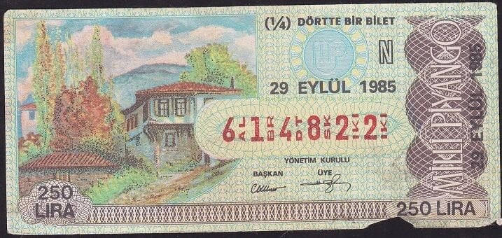1985 29 Eylül Çeyrek Bilet - N Serisi