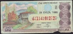 1985 29 Eylül Çeyrek Bilet - N Serisi