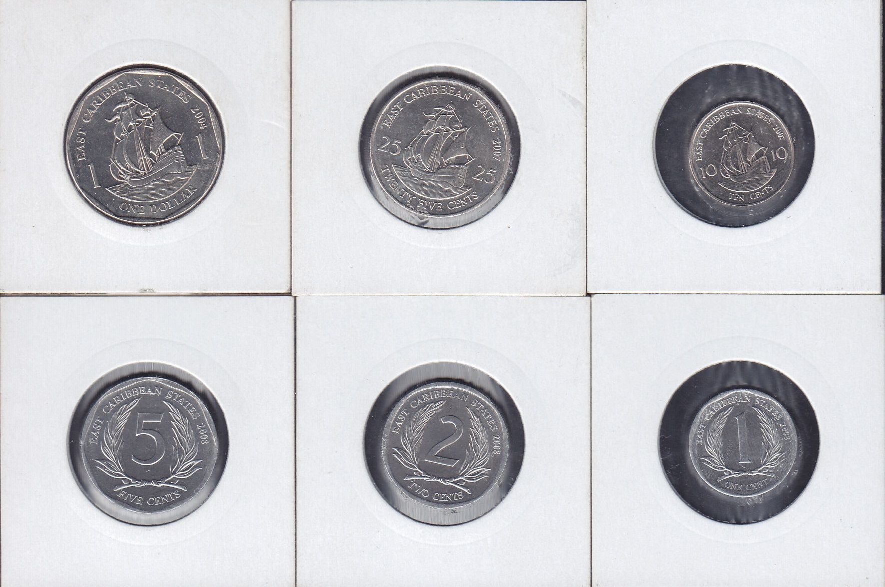 Karayipler 6 Adet Madeni Para Seti 2004 -2008