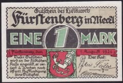 Almanya 1 Mark Notgeld 1921 Çil Filigranlı