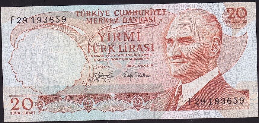 6.Emisyon 3.Tertip 20 Lira F29 193659 Ççt Çilaltı