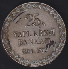 Yapı Kredi Bankası 25.Yılı Madalya 1969 Gümüş ( 16 Gram )