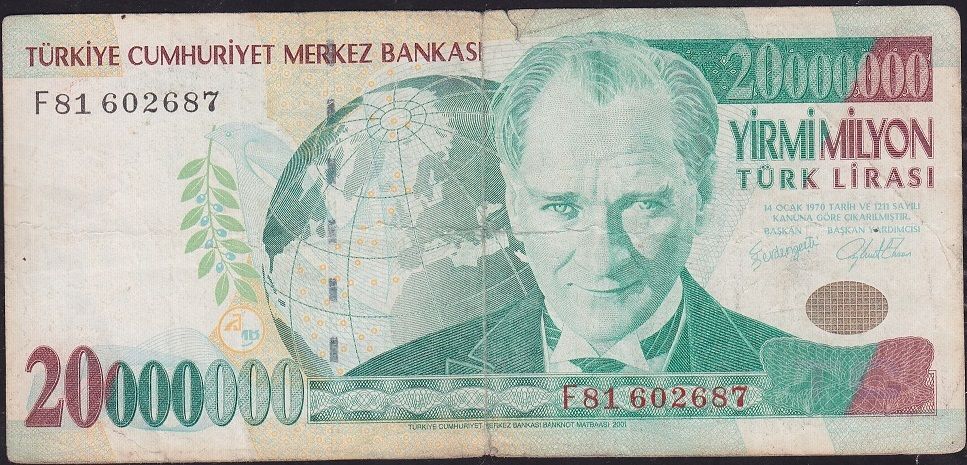 7.Emisyon 20 000 000 Lira F81 602687 Temiz
