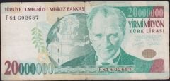 7.Emisyon 20 000 000 Lira F81 602687 Temiz
