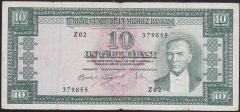 5.EMİSYON 4.TERTİP 10 LİRA Z02 379855 ( DÜZLEME VAR)