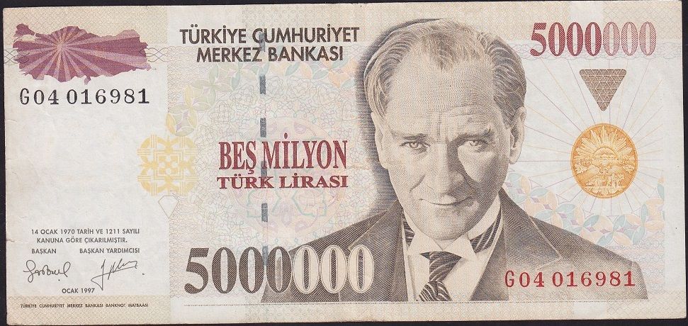 7.Emisyon 5 000 000 Lira G04 016981 Çok Temiz