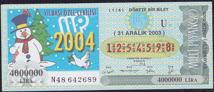 2003 31 Aralık Çeyrek Bilet - U Serisi