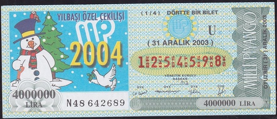 2003 31 Aralık Çeyrek Bilet - U Serisi