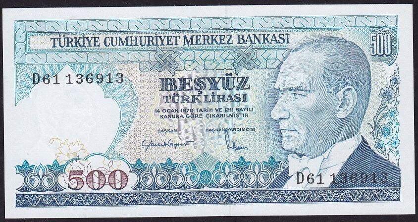 7.Emisyon 2.Tertip 500 Lira D61 136913 Çil