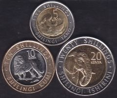 Kenya 3 Adet Madeni Para Seti 2018 Çil